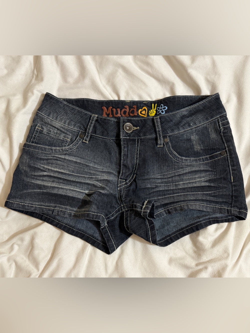 Cotton Dark Wash Denim Shorts